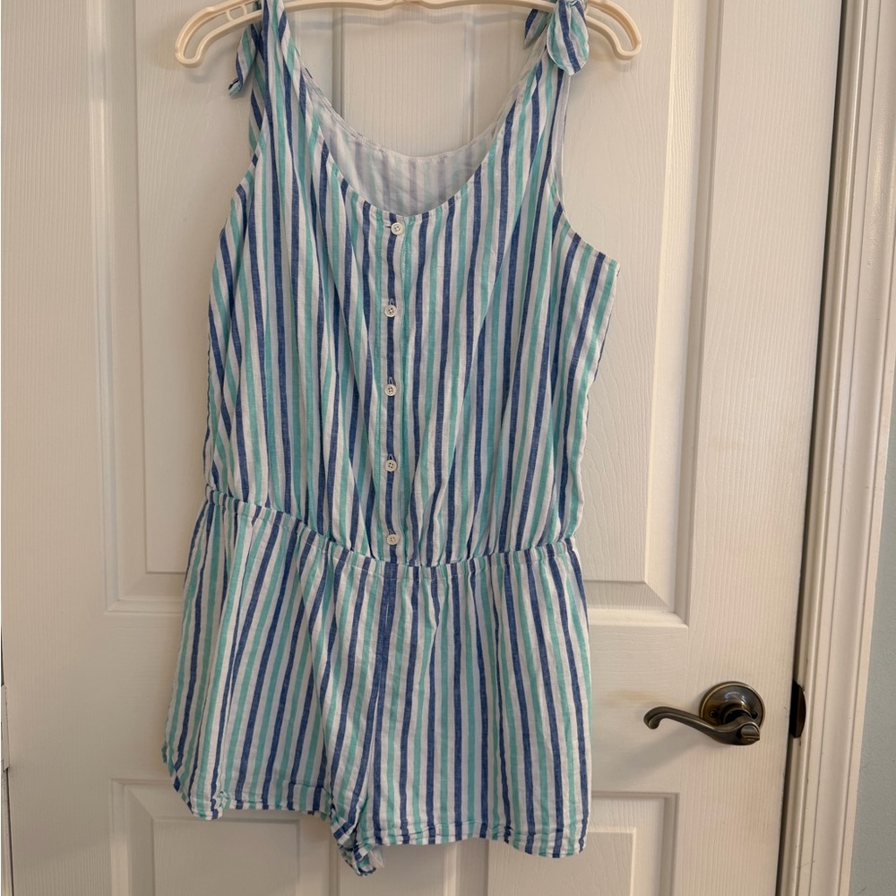 Striped Blue and Green Romper -